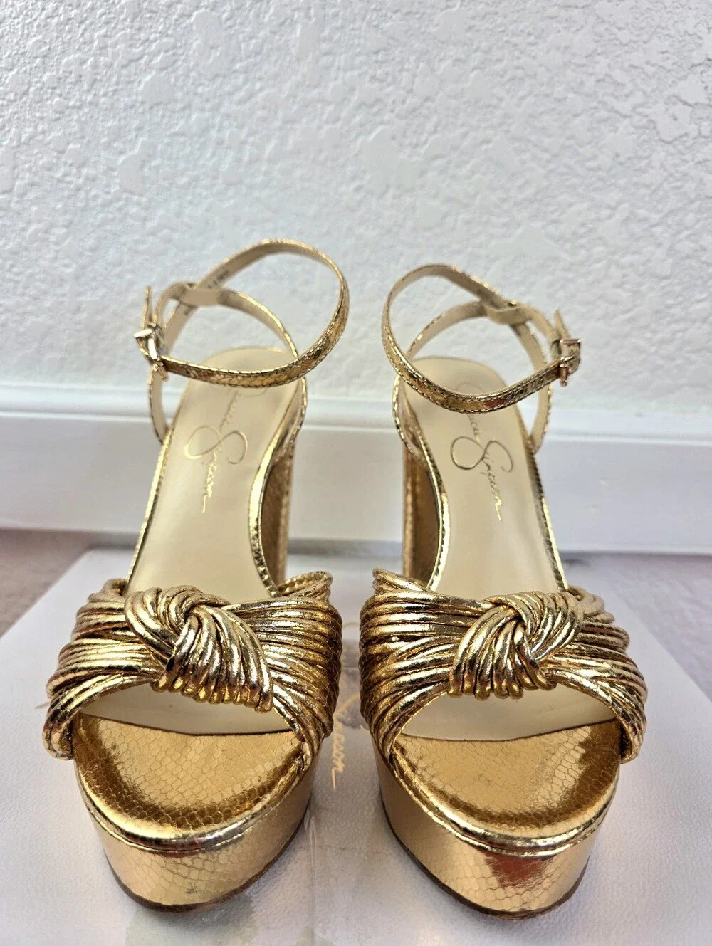 Jessica Simpson Immie Knotted Platform Sandals Gold